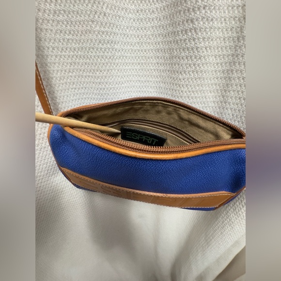 Vintage Esprit crossbody bag blue and leather - Picture 4 of 6